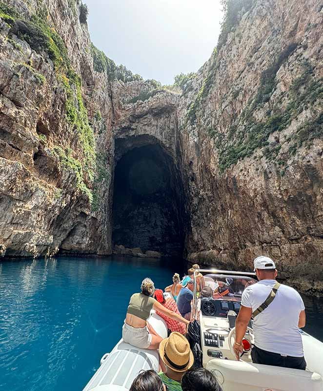 View of Haxhi Ali Cave from a boat.